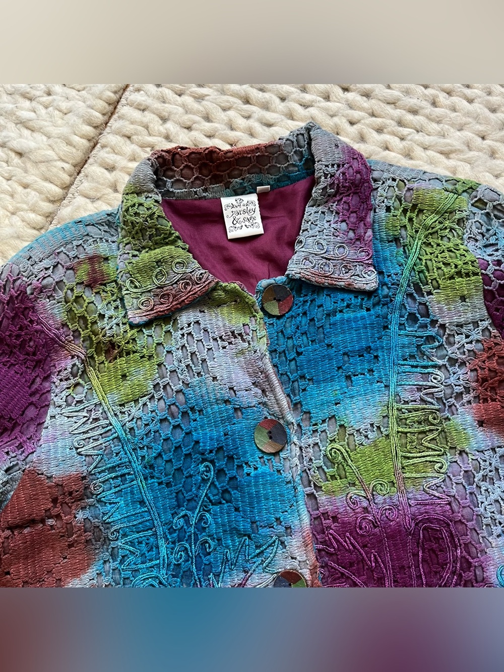 Paisley and Sage Spring Jacket Button-Front  | X-Large